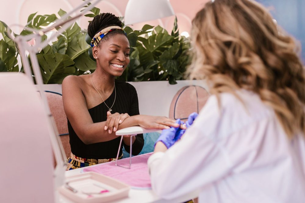 Client getting her nails done